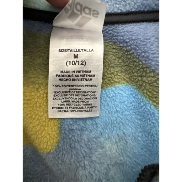 Adidas Boy's Fleece Pullover 1/4 Zip Blue Green Yellow Youth Size M - Picture 5 of 7